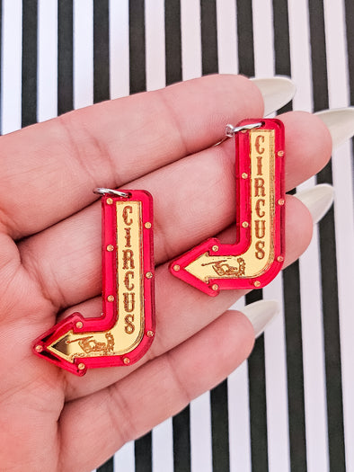 Vintage Circus Sign Earrings